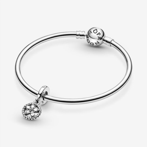 Sparkling Snowflake Circle Dangle Charm Pandora