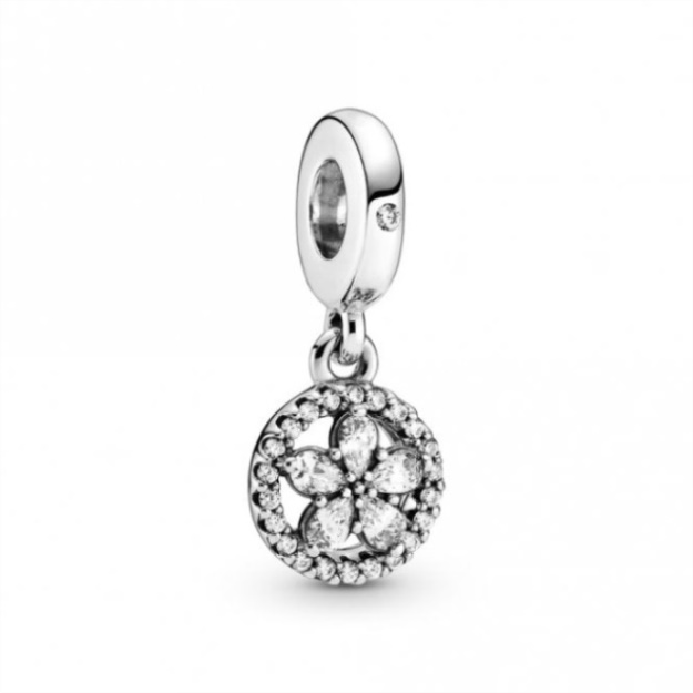 Sparkling Snowflake Circle Dangle Charms Pandora