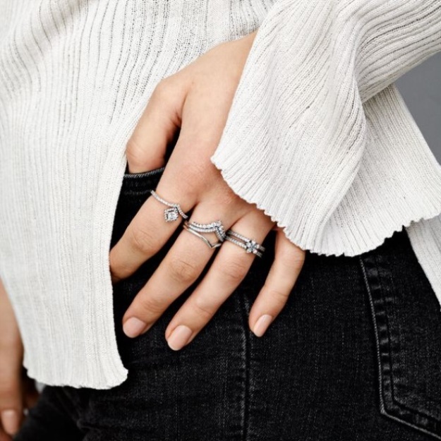 Sparkling Snowflake Double Ring Pandora