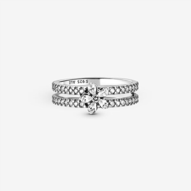 Sparkling Snowflake Double Ring Pandora