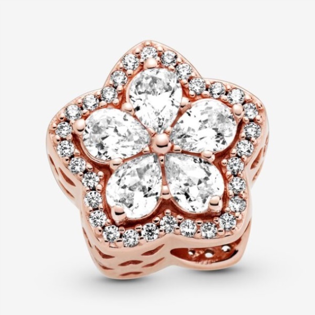 Sparkling Snowflake Pave Charm Pandora Rose Gold Plated
