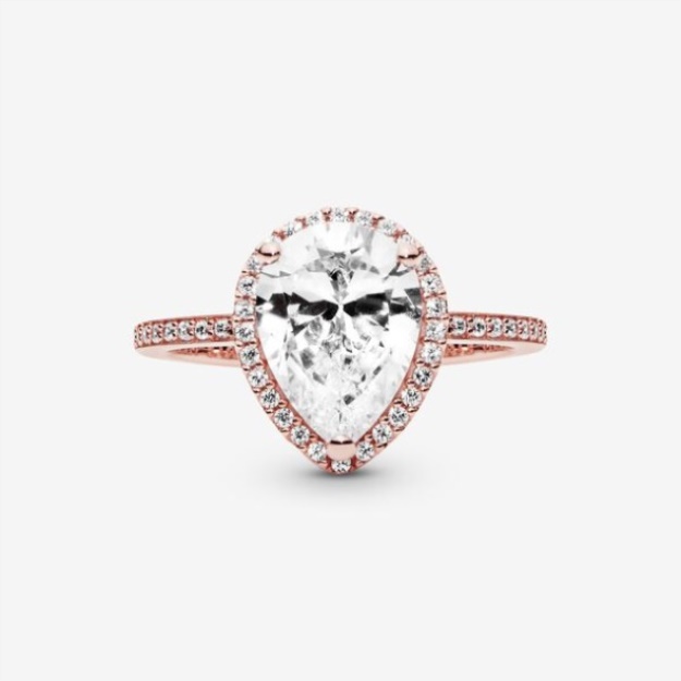 Sparkling Teardrop Halo Ring Pandora Rose Gold Plated