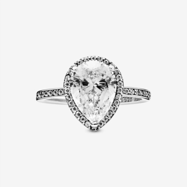Sparkling Teardrop Halo Ring Pandora Sterling Silver