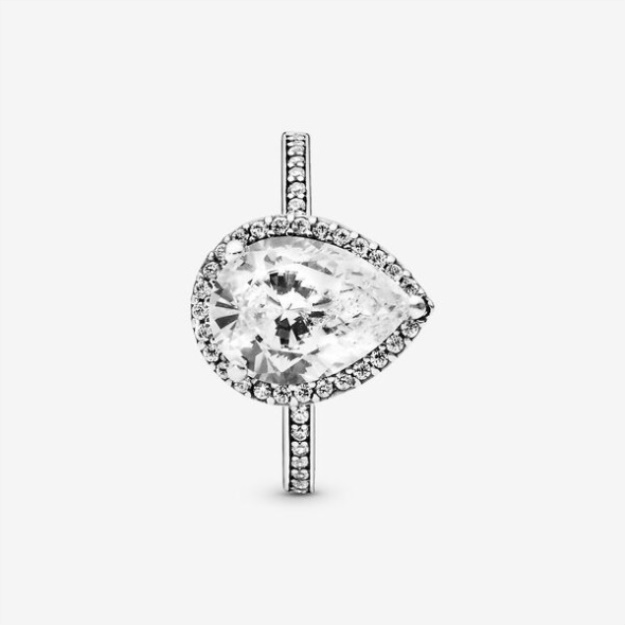 Sparkling Teardrop Halo Ring Pandora Sterling Silver