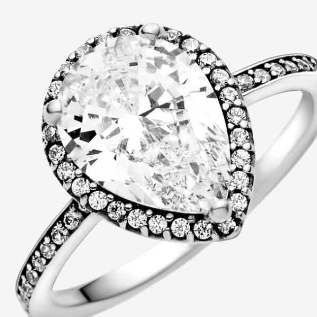 Sparkling Teardrop Halo Ring Pandora Sterling Silver