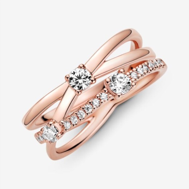 Sparkling Triple Band Ring Pandora Rose Gold Plated