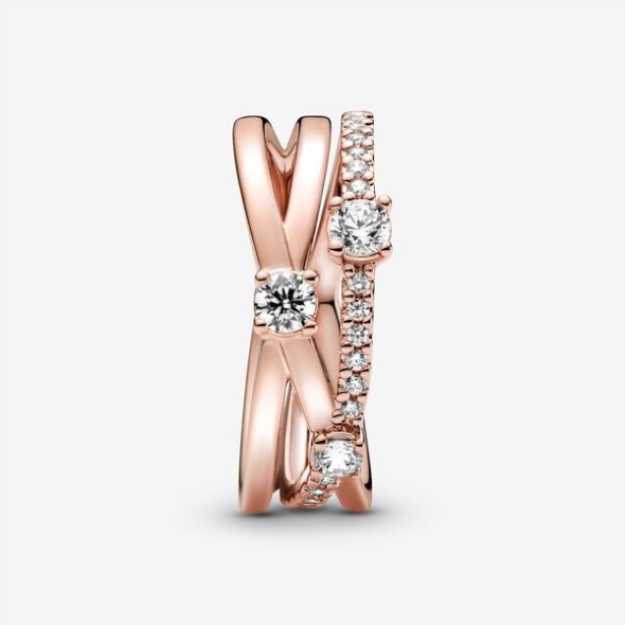 Sparkling Triple Band Ring Pandora Rose Gold Plated