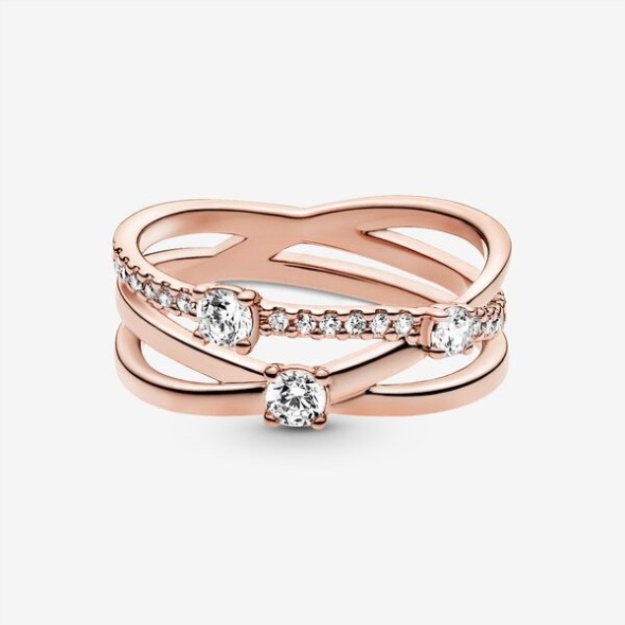 Sparkling Triple Band Ring Pandora Rose Gold Plated