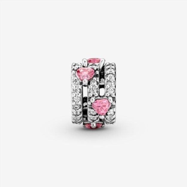 Sparkling Triple Halo Hearts Charm Pandora