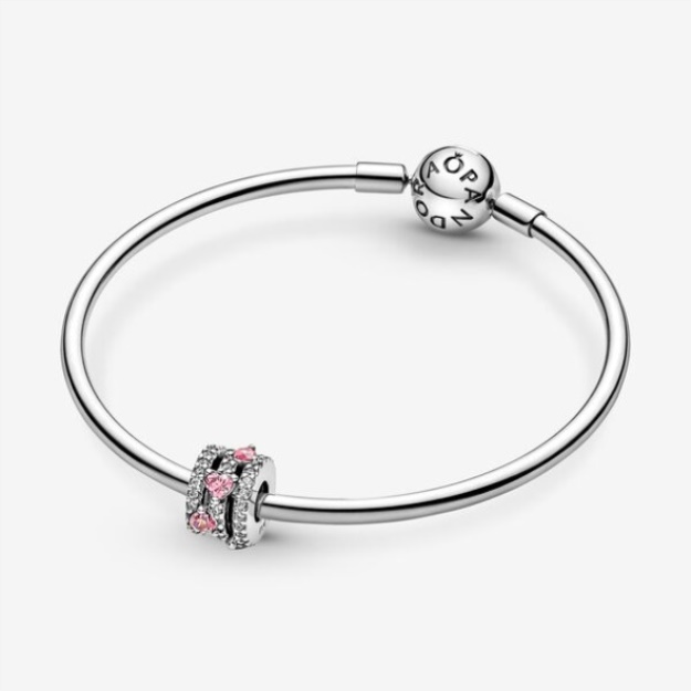 Sparkling Triple Halo Hearts Charm Pandora