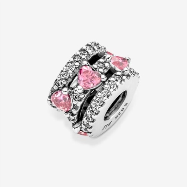Sparkling Triple Halo Hearts Charm Pandora