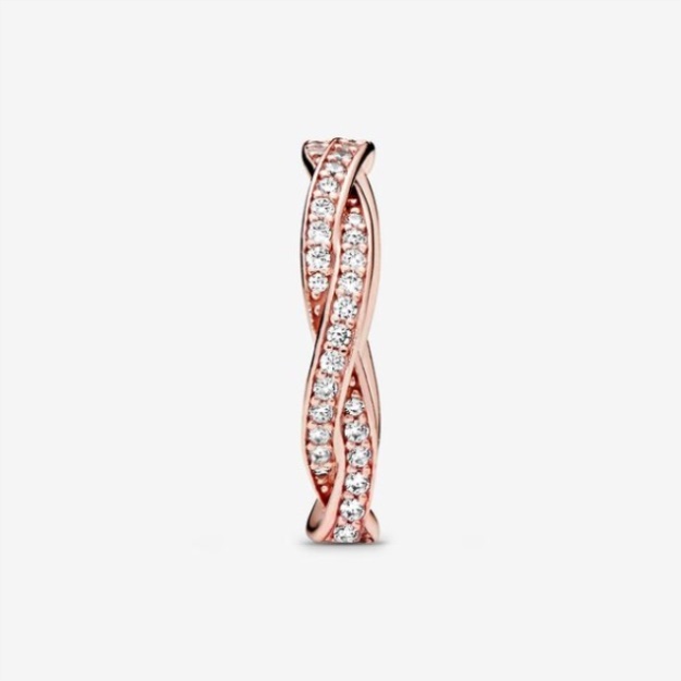 Sparkling Twisted Lines Ring Pandora Rose Gold Plated