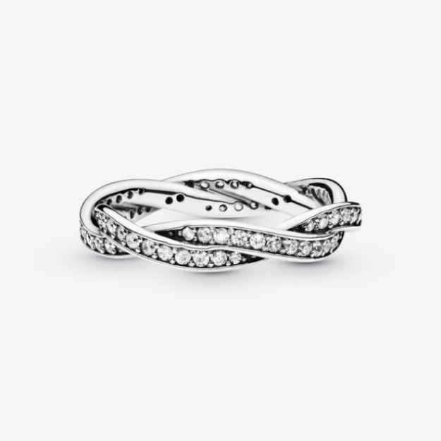 Sparkling Twisted Lines Ring Pandora Sterling Silver