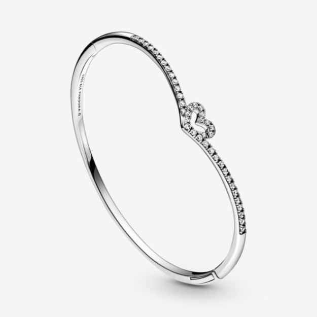 Sparkling Wishbone Heart Bangle Pandora