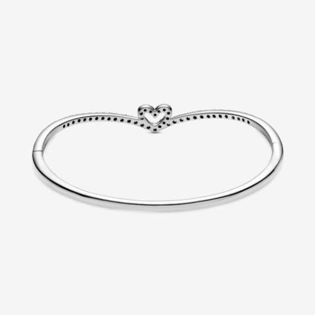 Sparkling Wishbone Heart Bangle Pandora