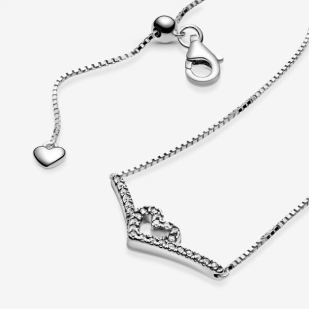 Sparkling Wishbone Heart Collier Necklace Pandora