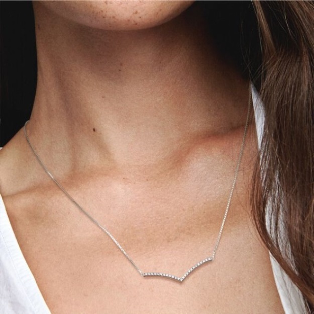 Sparkling Wishbone Necklace Pandora