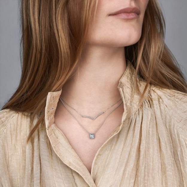 Sparkling Wishbone Necklace Pandora
