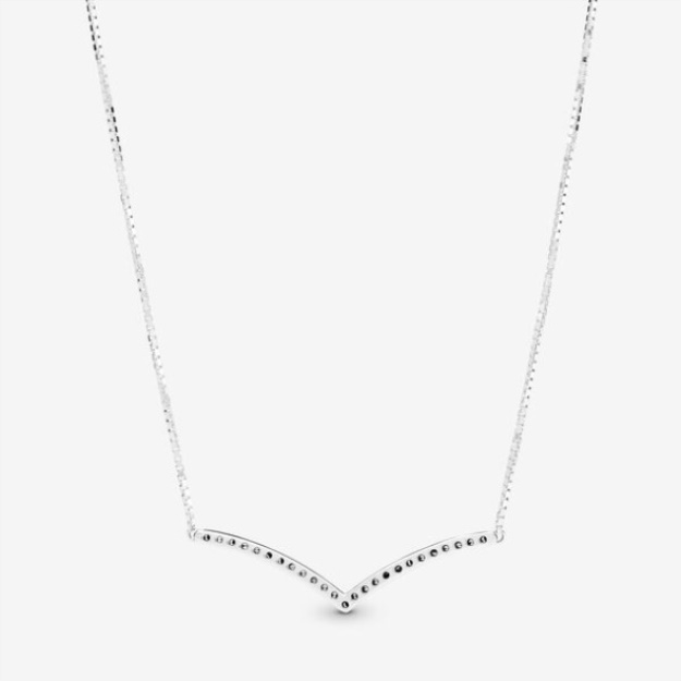 Sparkling Wishbone Necklace Pandora
