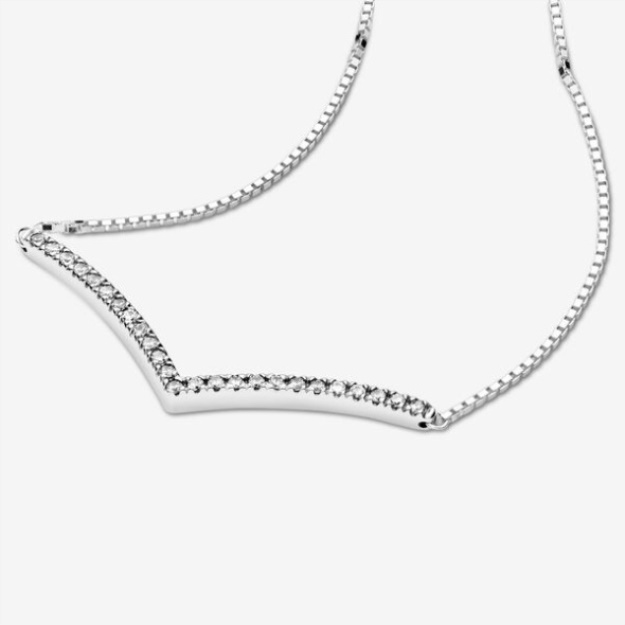 Sparkling Wishbone Necklace Pandora