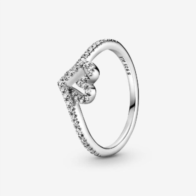 Sparkling Wishbone Pandora Heart Ring