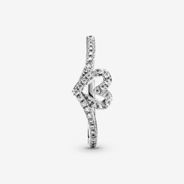 Sparkling Wishbone Pandora Heart Ring