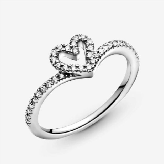 Sparkling Wishbone Pandora Heart Ring