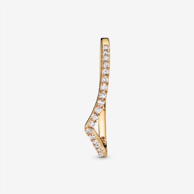Sparkling Wishbone Ring Pandora Gold Plated