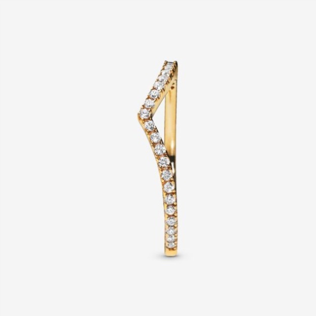 Sparkling Wishbone Ring Pandora Gold Plated