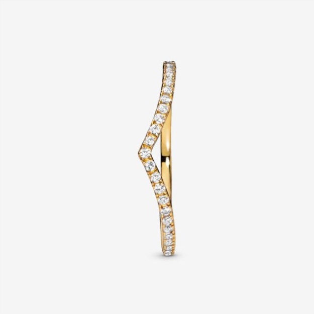 Sparkling Wishbone Ring Pandora Gold Plated