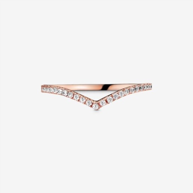 Sparkling Wishbone Ring Pandora Rose Gold Plated