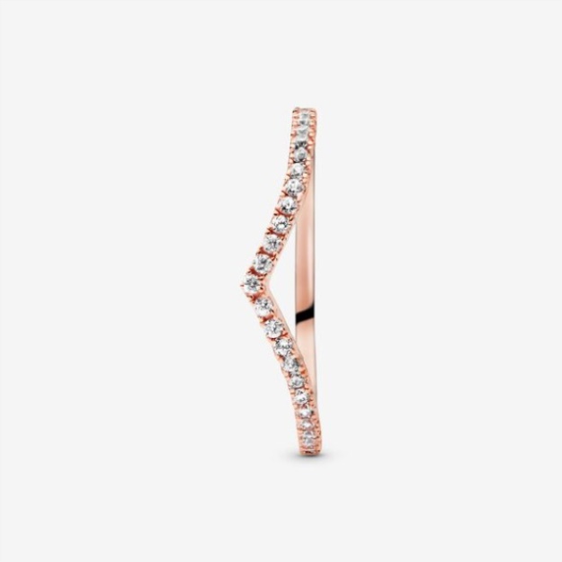 Sparkling Wishbone Ring Pandora Rose Gold Plated
