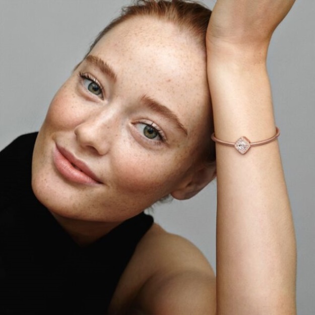 Square Sparkle Halo Charm Pandora Rose Gold Plated