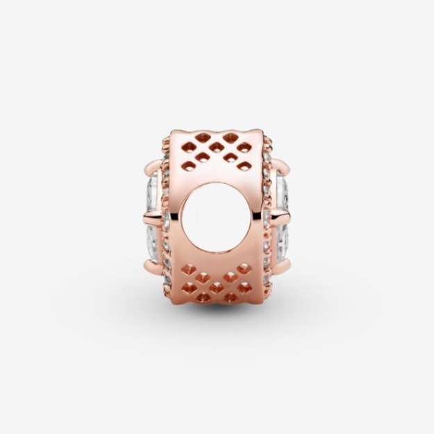 Square Sparkle Halo Charm Pandora Rose Gold Plated