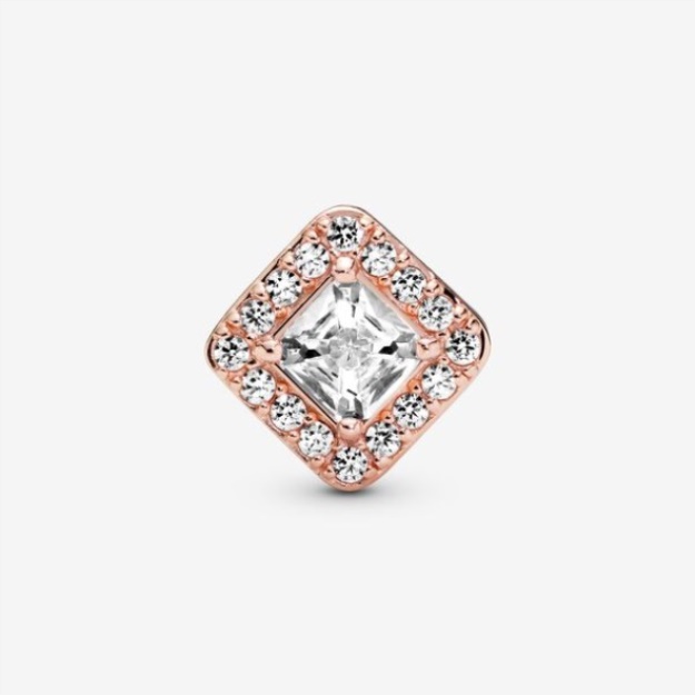 Square Sparkle Halo Charm Pandora Rose Gold Plated