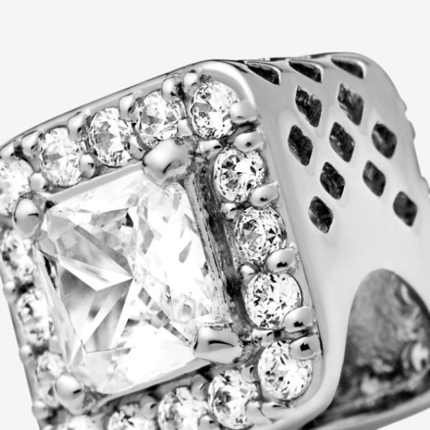 Square Sparkle Halo Charm Pandora Sterling Silver