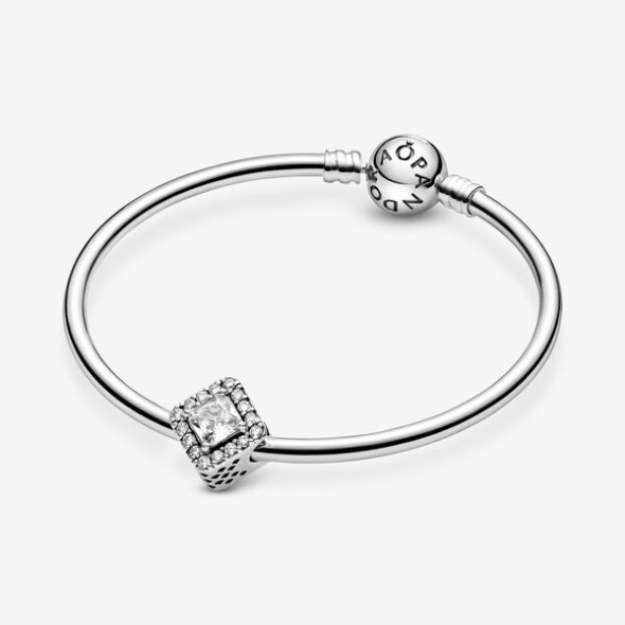 Square Sparkle Halo Charm Pandora Sterling Silver