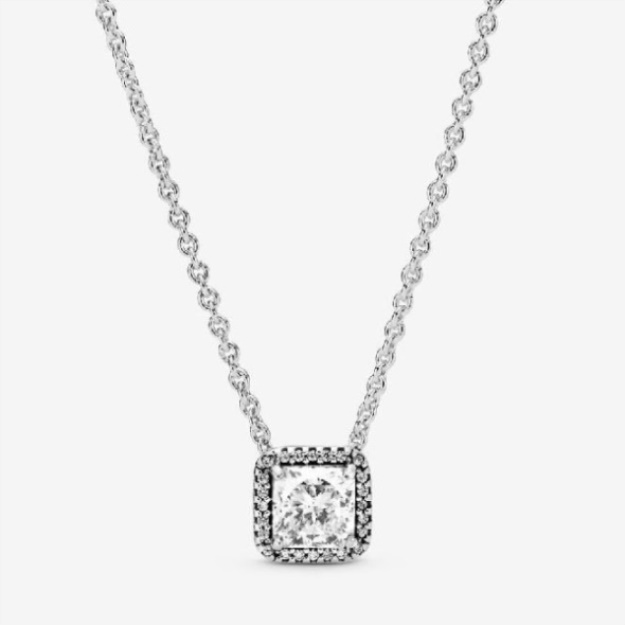 Square Sparkle Halo Necklace Pandora CA