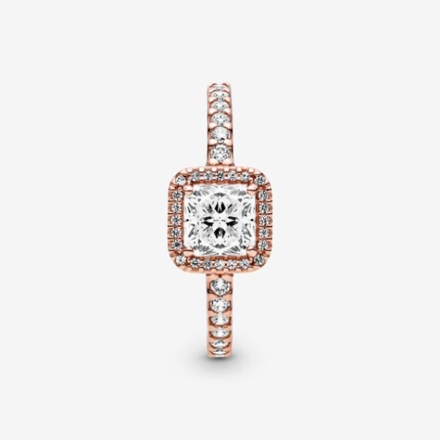 Square Sparkle Halo Ring Pandora Rose Gold Plated