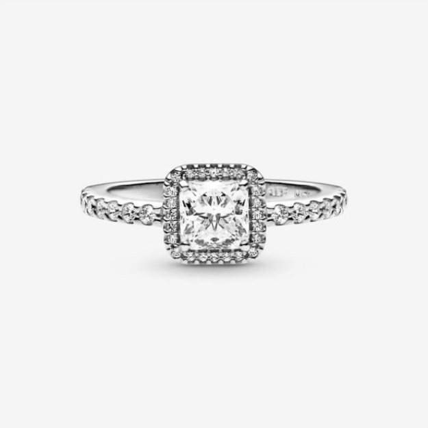 Square Sparkle Halo Ring Pandora Sterling Silver