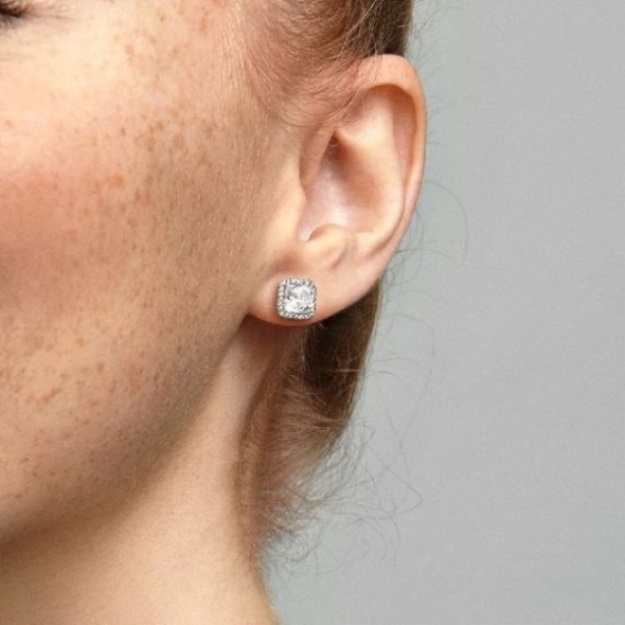 Square Sparkle Halo Stud Earrings Pandora CA