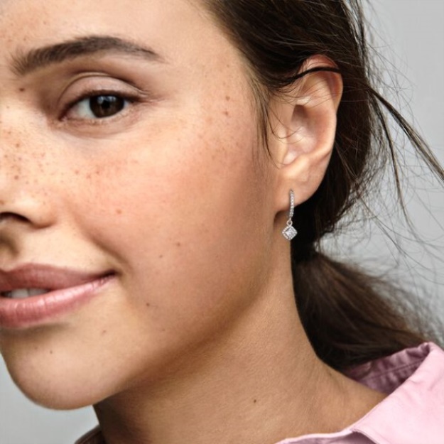 Square Sparkle Hoop Earrings Pandora