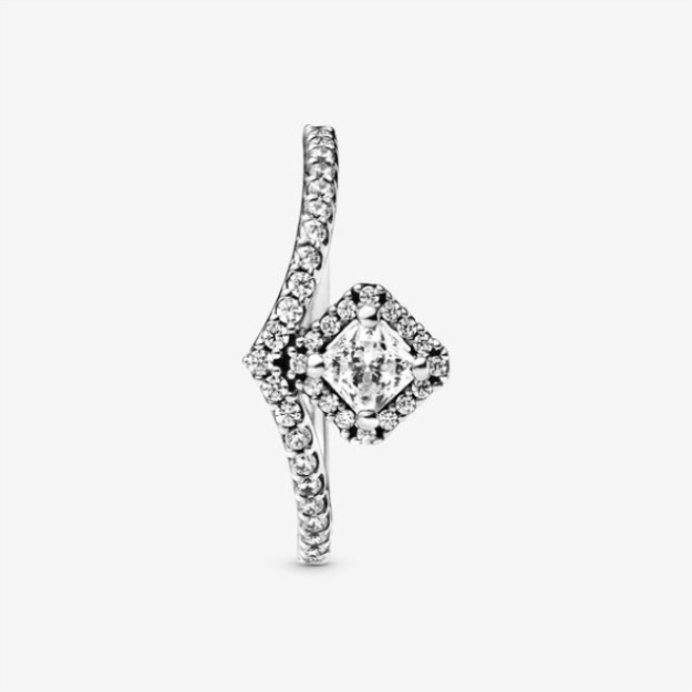 Square Sparkle Wishbone Ring-Final Sale Pandora
