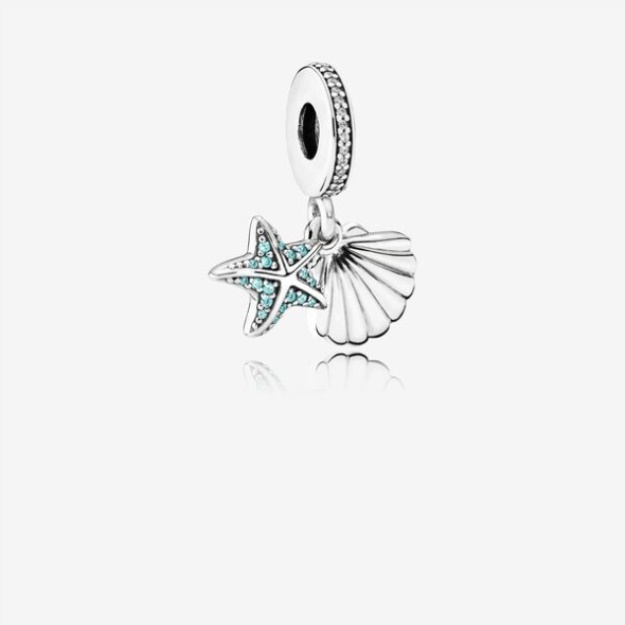 Starfish And Sea Shell Dangle Charm Pandora