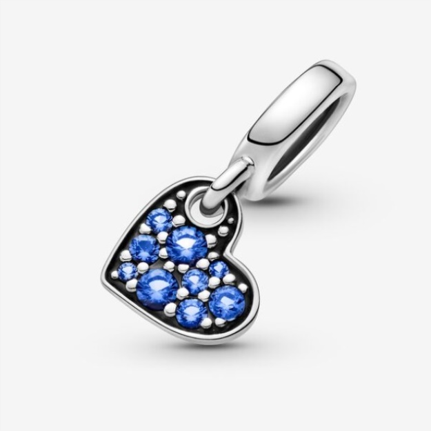 Stellar Blue Pave Tilted Heart Dangle Charm Pandora