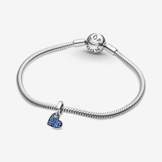 Stellar Blue Pave Tilted Heart Dangle Charm Pandora