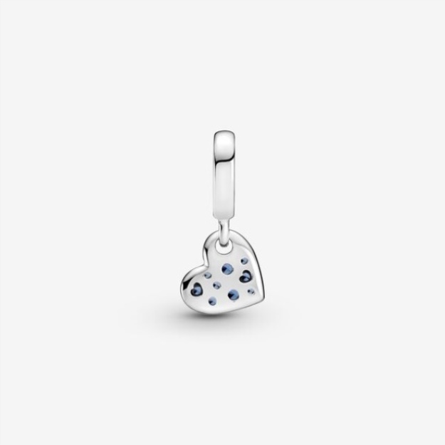 Stellar Blue Pave Tilted Heart Dangle Charm Pandora