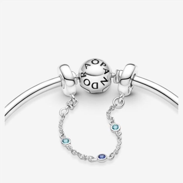 Triple Blue Stone Safety Chain Pandora