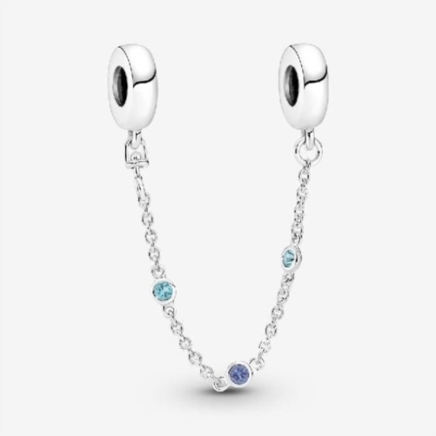 Triple Blue Stone Safety Chains Pandora