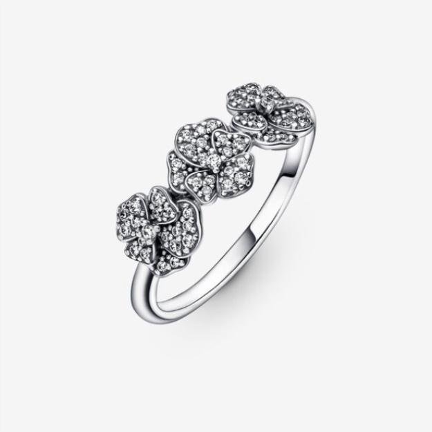 Triple Pansy Flower Ring Pandora